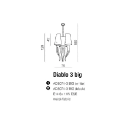 Lampa wisząca DIABLO 3 BIG BLACK AZ1344 AZZARDO