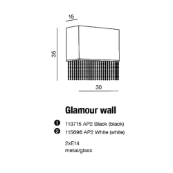 Kinkiet GLAMOUR WALL BK AZ1587 AZZARDO