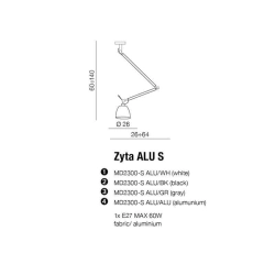 Lampa wisząca ZYTA S PENDANT ALU grey AZ2298+AZ2601 śr.26cm AZZARDO