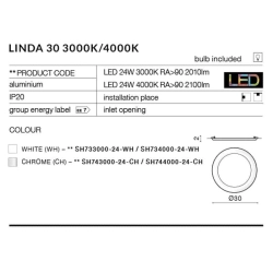 Oprawa stropowa LINDA 30 AZ2251 CH AZZARDO 4000K