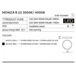 Plafon MONZA R 22 AZ2262 AZZARDO biała neutralna