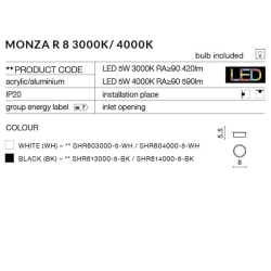 Plafon MONZA R 8 AZ2254 AZZARDO biała neutralna