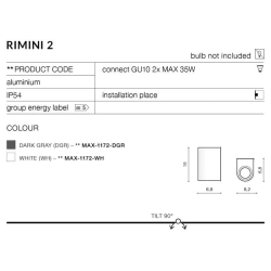 Kinkiet Rimini 2 (black) AZ4266 IP54 AZZARDO
