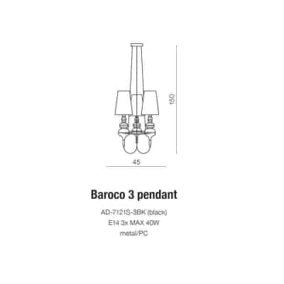 Lampa wisząca BAROCO 3 PENDANT AZ2163 AZZARDO