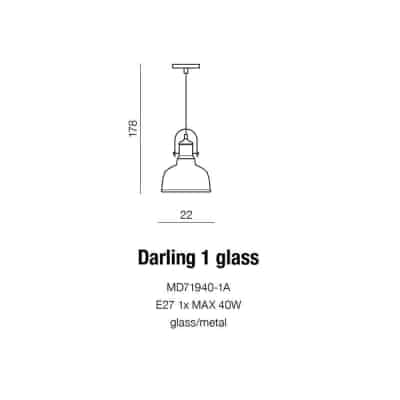 Lampa wisząca DARLING GLASS 1 WHITE AZ2143 AZZARDO
