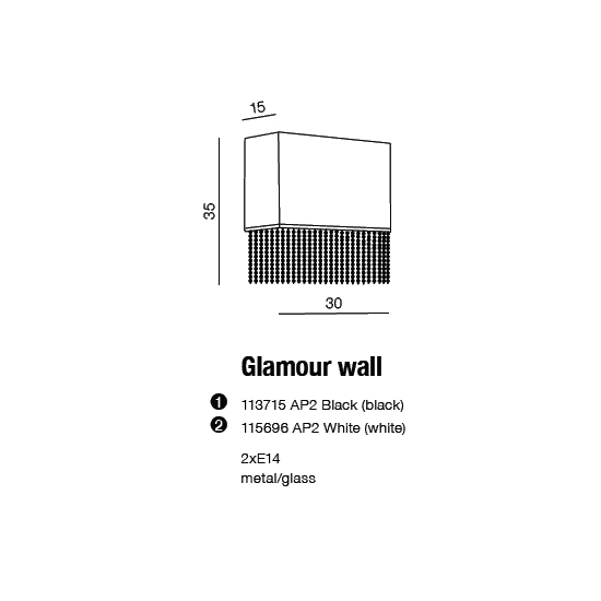 Kinkiet GLAMOUR WALL BK AZ1587 AZZARDO