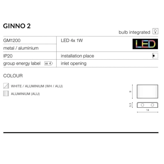 Kinkiet Ginno 2 AZ0765 Aluminium AZZARDO