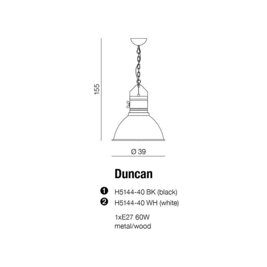 Lampa wisząca DUNCAN BLACK AZ1884 AZZARDO