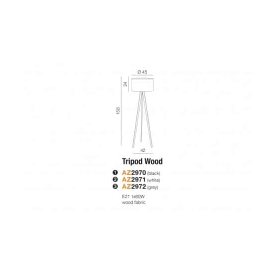 Lampa podłogowa TRIPOD WOOD AZ3013+AZ3014 white AZZARDO