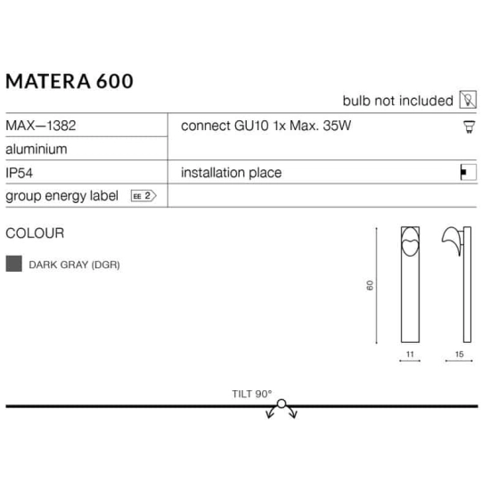 Lampa stojąca MATERA 600 AZ2185 IP54 AZZARDO