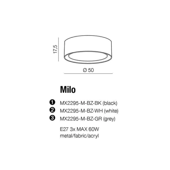 Plafon MILO GRAY AZ2319 AZZARDO
