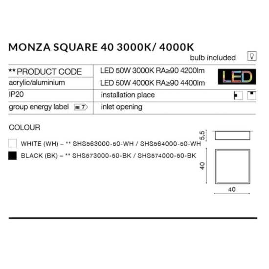 Plafon MONZA S 40 AZ2274 AZZARDO biała neutralna