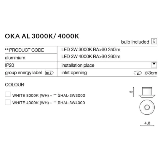 Oprawa stropowa OKA AZ2235 AZZARDO 4000K