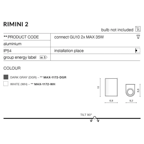 Kinkiet RIMINI 2 AZ2178 IP54 AZZARDO