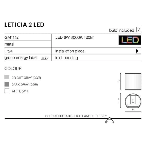 Kinkiet LETICIA 2 LED AZ2190 AZZARDO