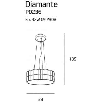 DIAMANTE lampa wisząca mała 38 cm P0236 MaxLight