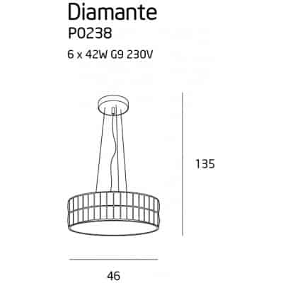 DIAMANTE lampa wisząca duża  P0238 46 cm MaxLight