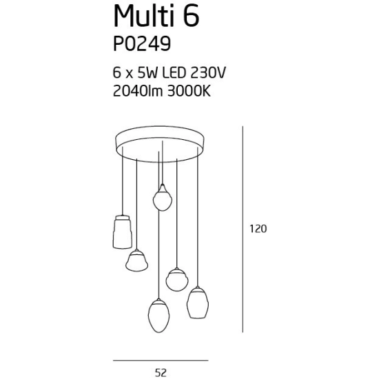 Multi 6 lampa wisząca P0249 MaxLight