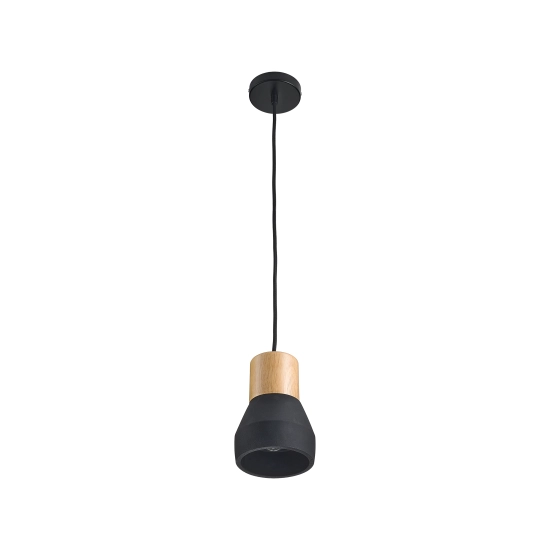 Lampa wisząca CONCRETE 12 cm- czarny beton, drewno - zdjęcie dodatkowe 2