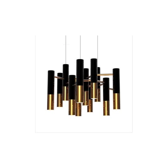 Lampa wisząca GOLDEN PIPE-13 czarno złota 60 cm - zdjęcie produktu