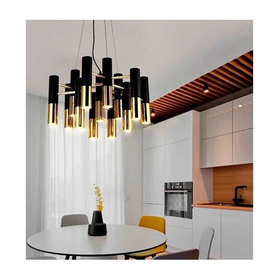 Lampa wisząca GOLDEN PIPE-13 czarno złota 60 cm - zdjęcie dodatkowe 4