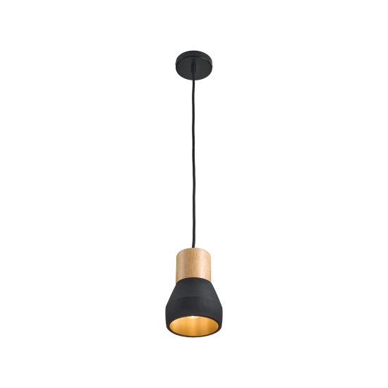 Lampa wisząca CONCRETE 12 cm- czarny beton, drewno - zdjęcie dodatkowe 3