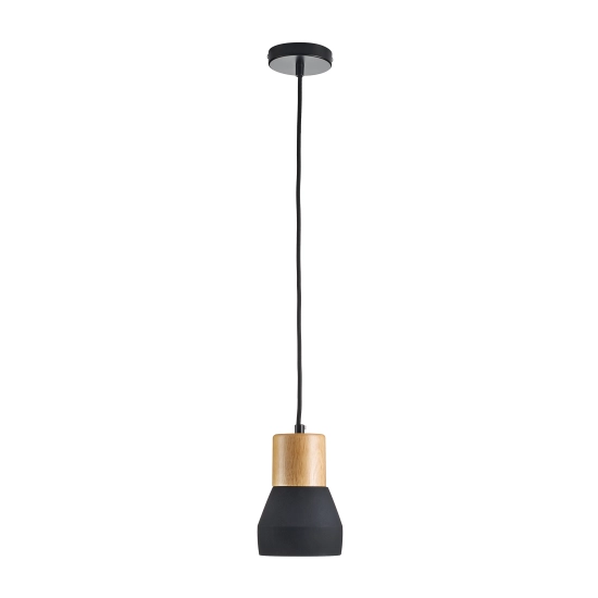 Lampa wisząca CONCRETE 12 cm- czarny beton, drewno - zdjęcie produktu