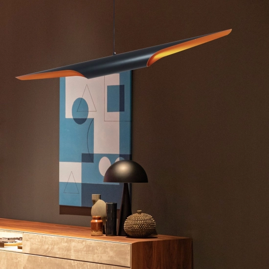 Lampa wisząca BLACK TUBE 100 cm - czarno złota tuba - zdjęcie dodatkowe 2