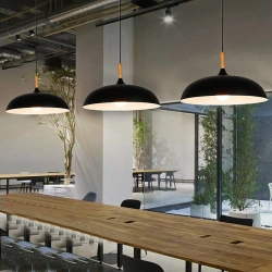 Lampa wisząca SAUCER 45 cm - czarna minimalistyczna oprawa do wnętrz nowoczesnych - zdjęcie dodatkowe 1