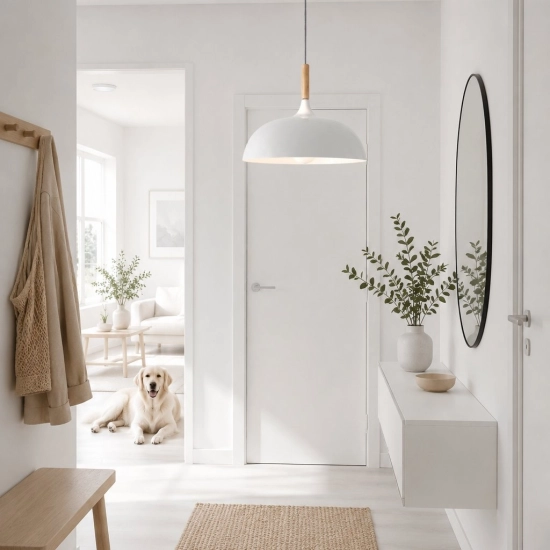 Lampa wisząca SAUCER 45 cm - biała minimalistyczna oprawa do wnętrz nowoczesnych - zdjęcie dodatkowe 2