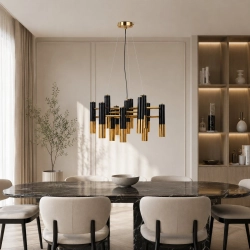 Lampa wisząca GOLDEN PIPE-13 czarno złota 60 cm - zdjęcie dodatkowe 1