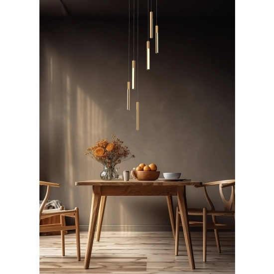 ELIOT MD4768-6-3BMT LAMPA WISZĄCA CZARNA-DREWNO/BLACK-WOOD ZUMA LINE ----- wysyłka 24 H ----