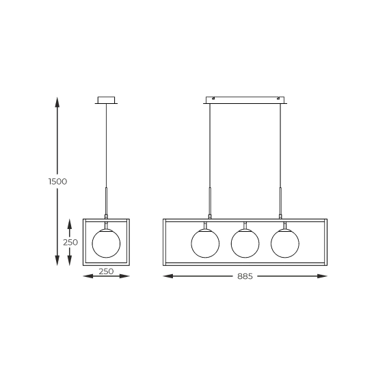 PIRO MD3115-3-3BT LAMPA WISZĄCA z pilotem CZARNA/BLACK ZUMA LINE