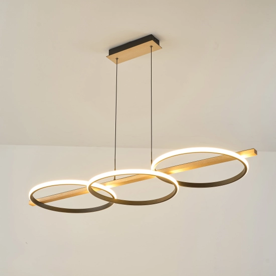 Almeria MD3913-3-3BWLT LAMPA WISZĄCA CZARNA-DREWNO/BLACK-WOOD ZUMA LINE