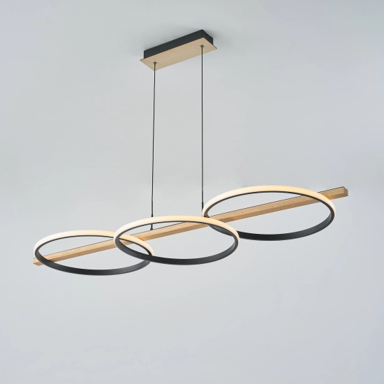 Almeria MD3913-3-3BWLT LAMPA WISZĄCA CZARNA-DREWNO/BLACK-WOOD ZUMA LINE