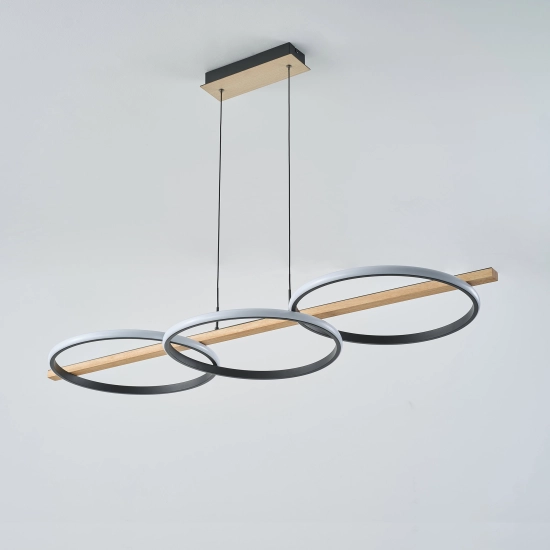 Almeria MD3913-3-3BWLT LAMPA WISZĄCA CZARNA-DREWNO/BLACK-WOOD ZUMA LINE