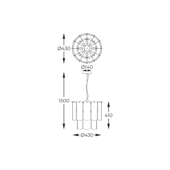 NIRA MD3523-8M-EBCN LAMPA WISZĄCA CZARNA/BLACK ZUMA LINE