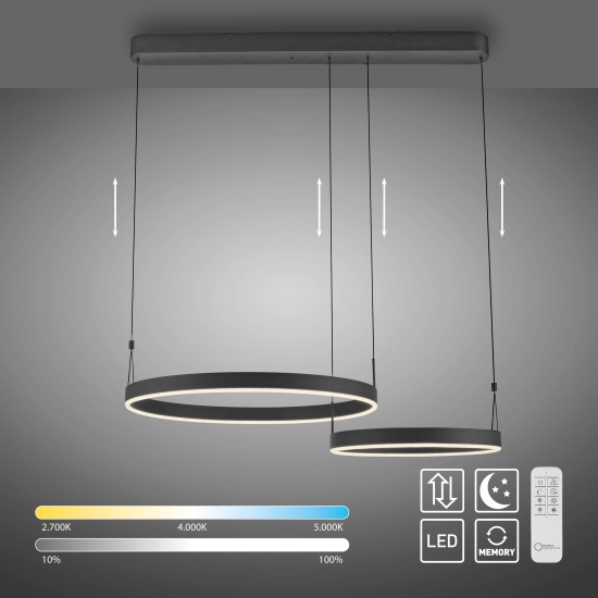2360-18 ESKO LAMPA WISZĄCA z pilotem CZARNY Paul Neuhaus