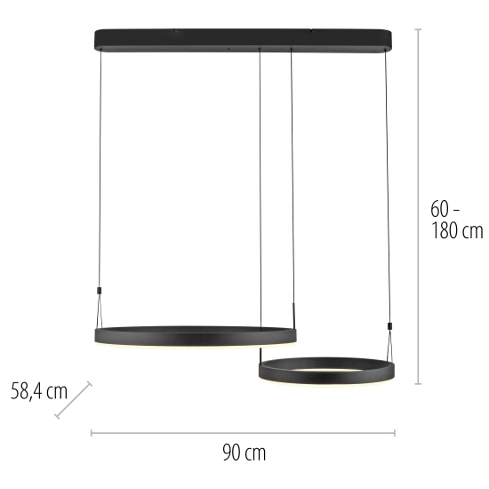 2360-18 ESKO LAMPA WISZĄCA z pilotem CZARNY Paul Neuhaus