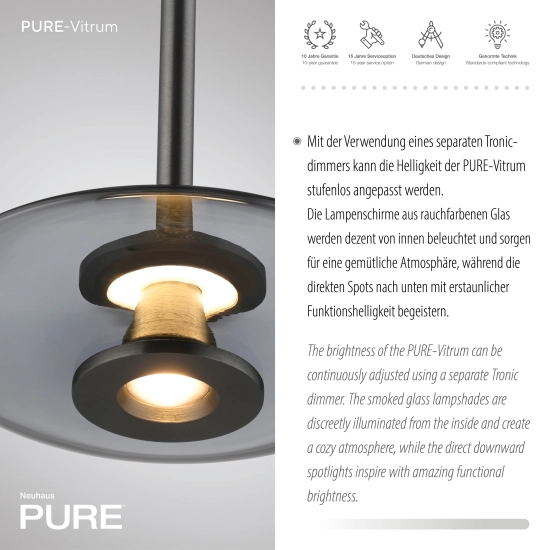 2083-15 PURE VITRU LAMPA WISZĄCA SZARY Paul Neuhaus