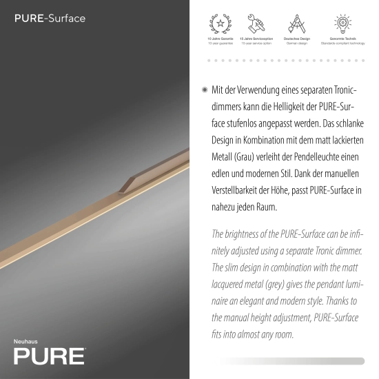 2302-97 PURE SURFA LAMPA WISZĄCA BRĄZOWY Paul Neuhaus