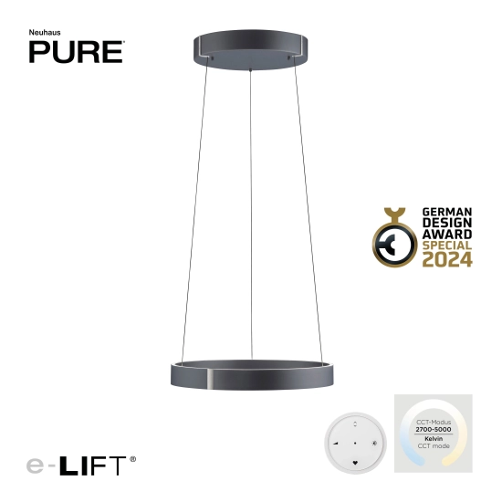 2560-15 PURE E-CLIPSE LAMPA WISZĄCA z pilotem SZARY Paul Neuhaus