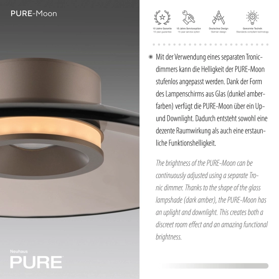6094-97 PURE MOON LAMPA SUFITOWA BRĄZOWY Paul Neuhaus