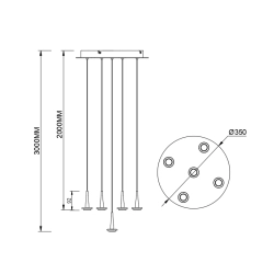 Lampa wisząca Mantra Andromeda 8932MA - rysunek techniczny