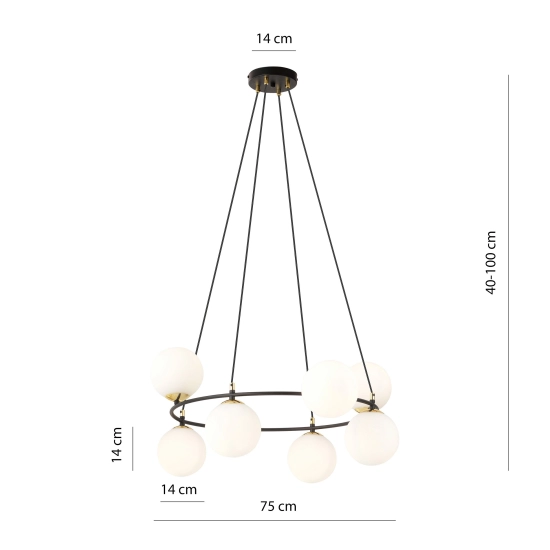 Lampa wisząca AZURA 8 BL OPAL 1295/8 EMIBIG Lighting