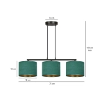 Lampa wisząca HILDE 3 BL GREEN 1051/3 EMIBIG Lighting