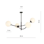 Lampa sufitowa HUNTER 4 BLACK/OPAL 1102/4 EMIBIG Lighting