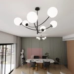 Lampa sufitowa HUNTER 6 BLACK/OPAL 1102/6 EMIBIG Lighting
