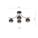 Lampa sufitowa BOSTON 4 BLACK/STRIPE 1111/4 EMIBIG Lighting