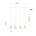 Lampa wisząca GLAM 4 WHITE/MIODOWY 1117/4 EMIBIG Lighting